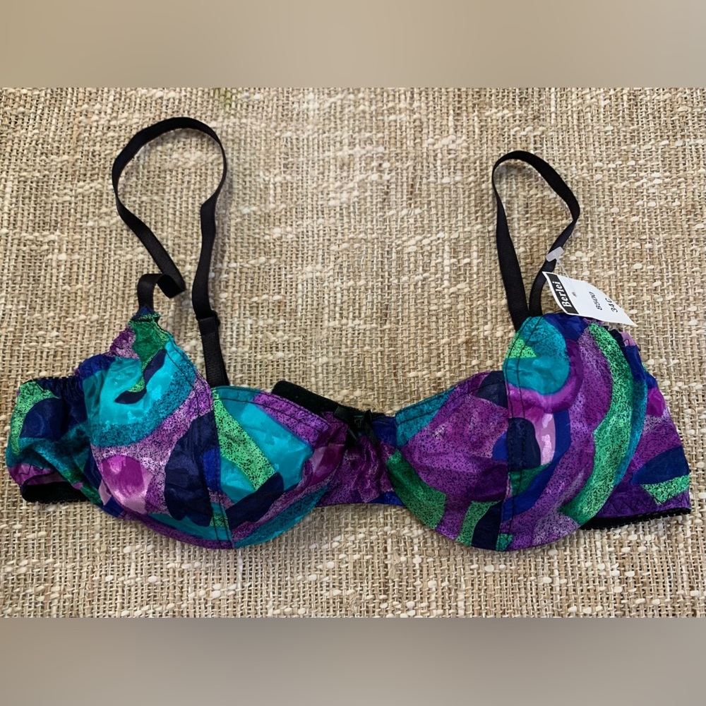 💋NEW Retro Sexy Bra lingerie 34C Purple/Blue